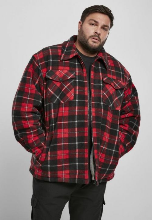Plaid Teddy Lined Shirt Jacket - red/black 3XL