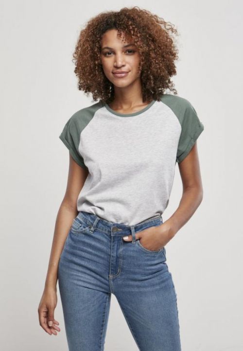 Ladies Contrast Raglan Tee - lightgrey/paleleaf 3XL