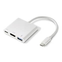 Adaptér Renkforce [1x USB-C™ zástrčka - 1x HDMI zásuvka, USB 3.2 gen. 1 zásuvka A, USB-C™ zásuvka], bílá