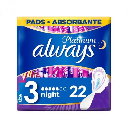 ALWAYS Platinum Night (Velikost 3) hygienické vložky s křidélky 22 ks
