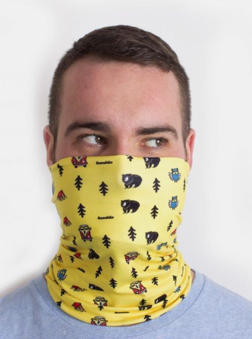 Žlutý vzorovaný šátek 3v1 Fusakle