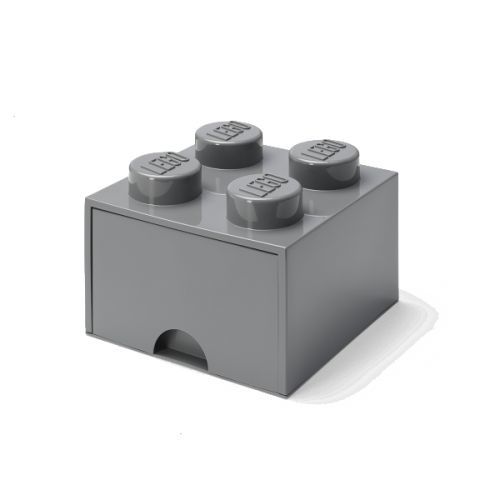 LEGO úložný box 4 s šuplíkem - tmavě šedá