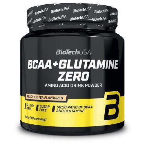 BioTech BCAA + Glutamine Zero 480 g ledový čaj - broskev