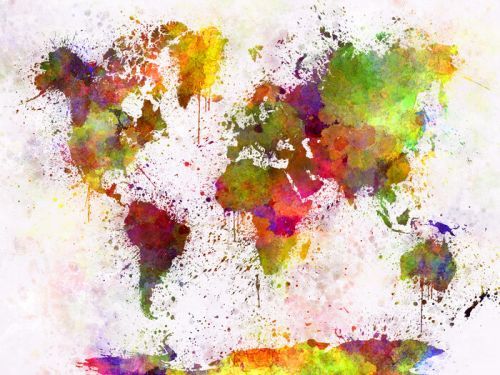 POSTERS Plakát, Obraz - World Map - Watercolour, (91,5 x 61 cm)