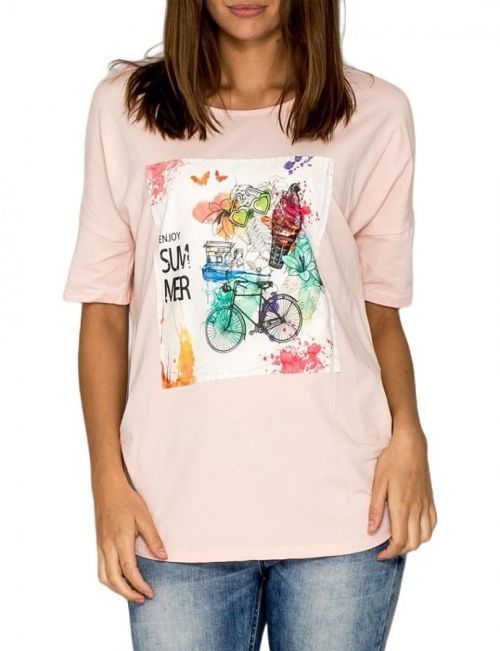 Dámské světle růžové tričko s potiskem