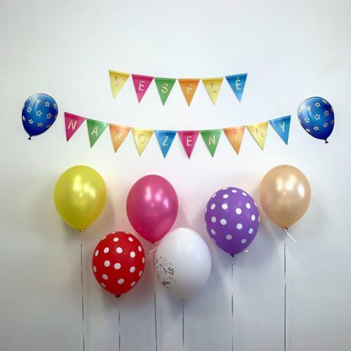 GIRLANDA vlaječková Vesele narodeniny balónky