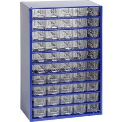 Skříňka na drobné součástky MARS Svratka, 6132, přihrádek: 50, 306 x 460 x 155, modrá, transparentní