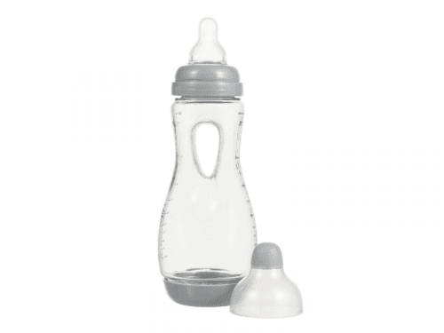 Difrax Lehce uchopitelná dětská lahvička , antikolik, stříbrná, 240ml