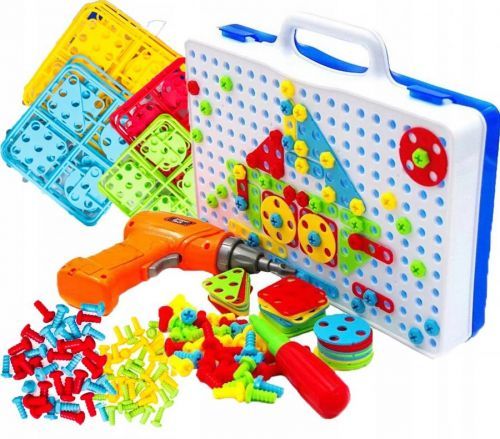 Mozaika dětské puzzle plastové bloky + šroubovák
