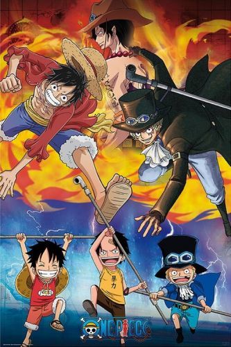 ABY STYLE Plakát, Obraz - One Piece - Ace Sabo Luffy, (61 x 91,5 cm)