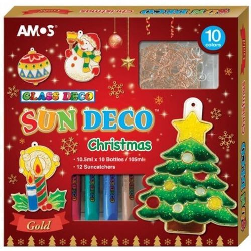 Barvy na sklo - vánoční sada 10 barev 10,5ml + 12 sklíček