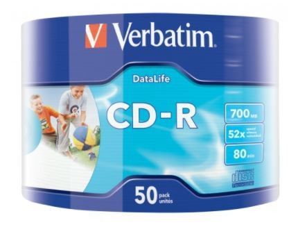 CD disk verbatim cd-r, 700mb, 50x, 12cm, wrap, 50 ks 43794