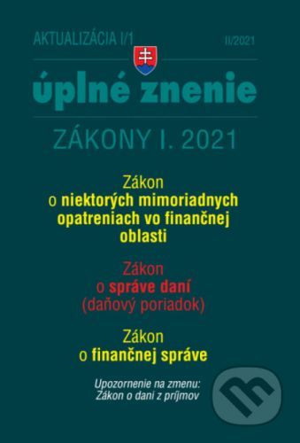 Aktualizácia 2021 I/1 - daňové a účtovné zákony - Poradca s.r.o.