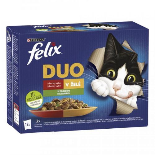 Felix Fantastic DUO hovězí a drůbeží, jehněčí a kuře, krůta a kachna, vepřové a zvěřina se zeleninou 12x85g