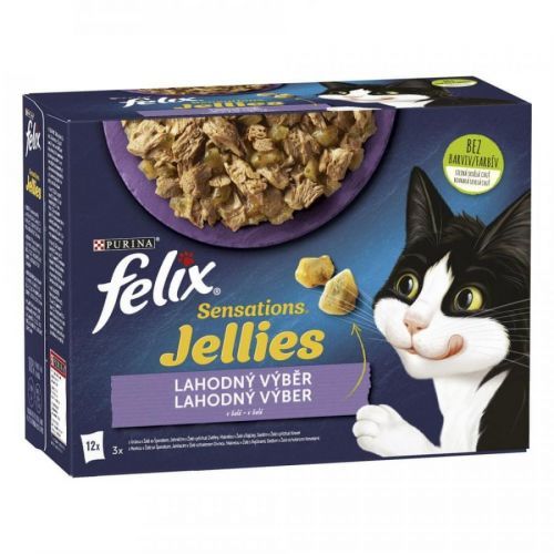 Felix Sensations Jellies jehněčí, makrela, treska, krůta v lahodném želé 12x85g