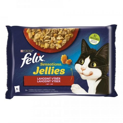 Felix Sensations Jellies s hovězím a kuřetem v lahodném želé 4x85g