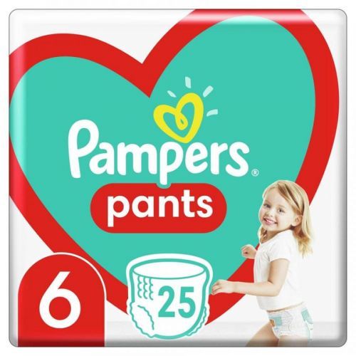 Pampers Plenkové Kalhotky Pants Velikost 6, 25 ks, 15kg+ bílá 6