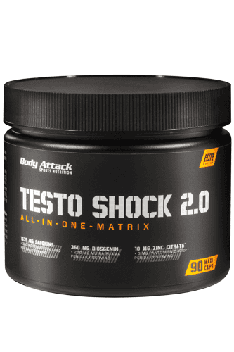 Body Attack Testo Shock 2.0 90 kapslí, Tribulus Terrestris, zinek, niacin a rostlinné extrakty