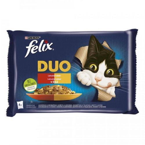 Felix Fantastic DUO kuře a ledvinky, hovězí a drůbeží, krůta a játra, jehněčí a telecí 4x85g