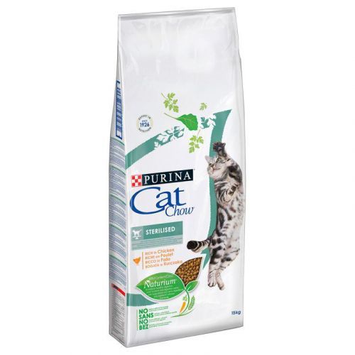 PURINA Cat Chow, 15 kg + 26 x 85 g Cat Chow kapsičky zdarma - Adult Special Care Sterilised 15 kg + Hairball kuřecí a zelené fazolky 26 x 85 g