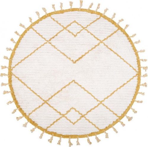 Bílo-žlutý bavlněný ručně vyrobený koberec Nattiot, ø 120 cm