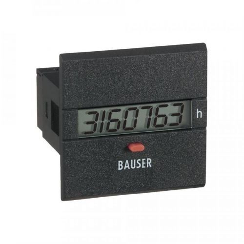 Počítadlo provozních hodin Bauser 3801.2.1.0.1.2 AC, 115 - 240 VAC, 45 x 45 mm, IP65