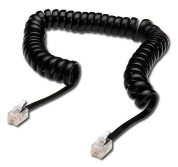 PremiumCord telefonní kabel sluchátkový kroucený 4 žíly černý 2m