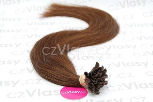 Indické vlasy na metodu keratin odstín 4 Délka: 60 cm, Hmotnost: 1 g/pramínek, REMY