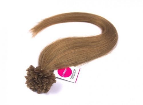 Asijské vlasy na metodu keratin odstín 12 po 20 ks Délka: 51 cm; Hmotnost: 0,5 g/pramínek; REMY kvalita