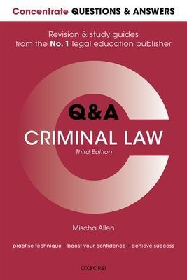 Concentrate Questions and Answers Criminal Law - Law Q&A Revision and Study Guide (Allen Mischa (Associate Lecturer in Law The Open University))(Paperback / softback)