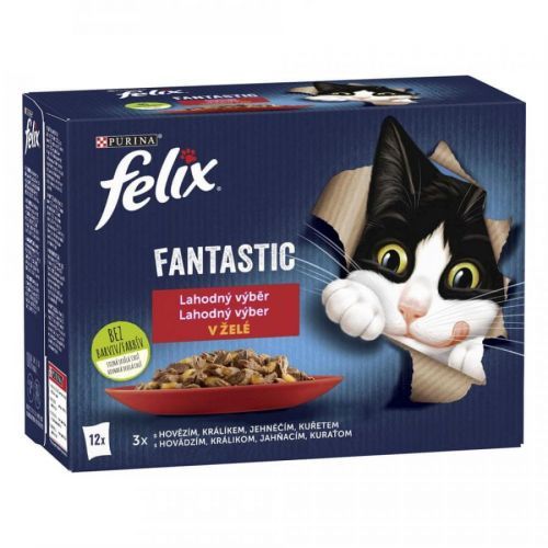 Felix Fantastic s kuřetem, hovězím, králíkem a jehněčím v želé 12 x 85 g