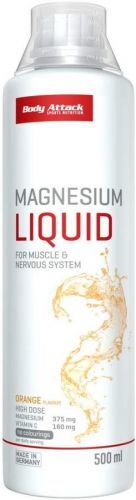 Body Attack Magnesium Liquid 500 ml, hořčík s vitaminem C v tekuté formě, Pomeranč