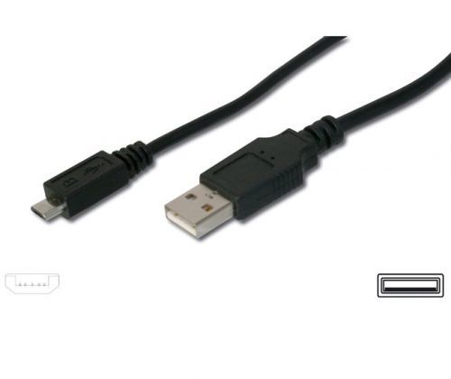 USB 2.0 kabel A- microUSB (M), 0,75m AWG24