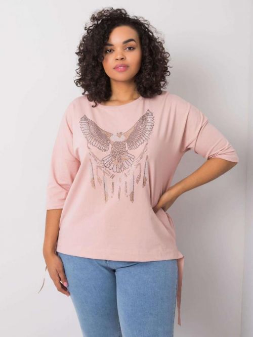 SVĚTLE RŮŽOVÁ HALENKA S MOTIVEM ORLA RV-BZ-6247.06P-PINK Velikost: ONE SIZE