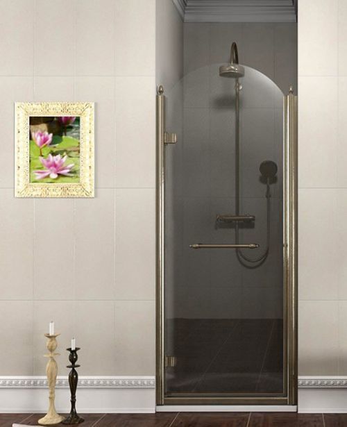 ANTIQUE sprchové dveře 800mm, levé, čiré sklo s dekorem, bronz