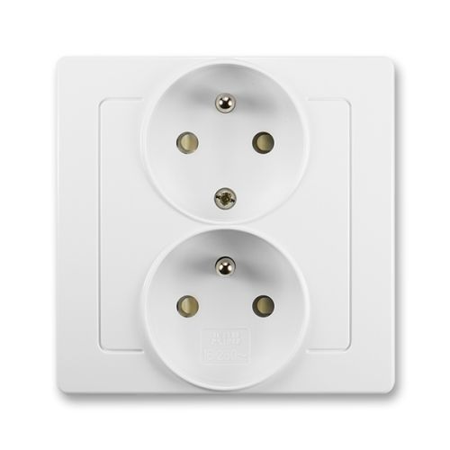 ABB 5512J-C02259 B1 Swing®L Zásuvka dvojnásobná polozapuštěná s ochrannými kolíky, jasně bílá
