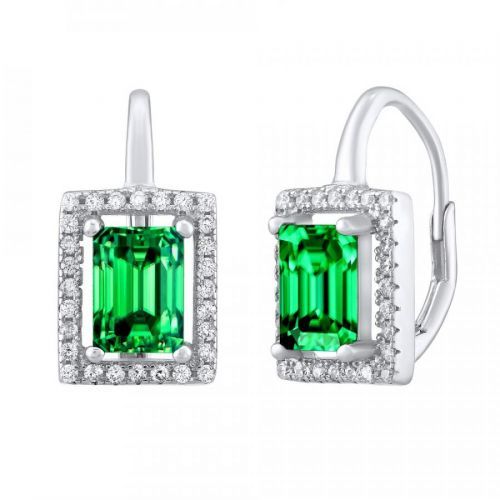 Stříbrné náušnice PALOMA se zeleným zirkonem - LPSPE0455G