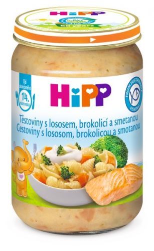 HIPP Těstoviny s lososem, brokolicí a smetanou (250 g) - maso-zeleninový příkrm