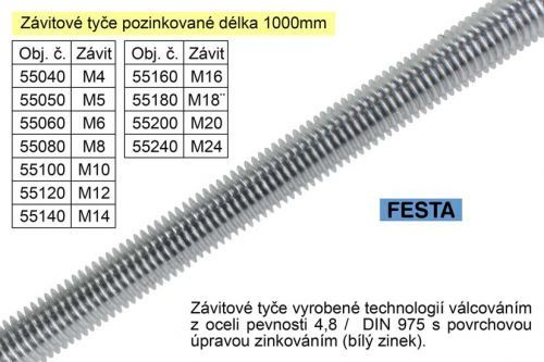 Závitová tyč pozinkovaná M12x1000mm