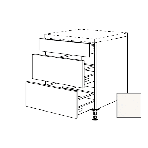 Naturel EASY24 Skř.spodní 90cm 3Z plnovýsuv, bílá lesk 450.UA90