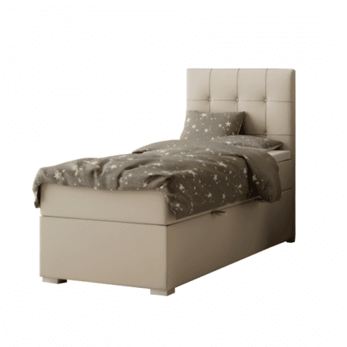 Boxspringová postel, jednolůžko, světlehnědá, 90x200, pravá, DANY