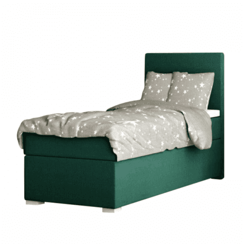 Boxspringová postel, jednolůžko, zelená, 80x200, pravá, SAFRA