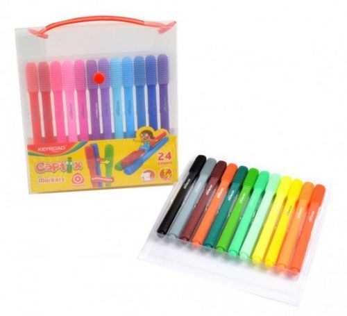 Popisovače Keyroad - trojhranné - 24 ks v plast. kufříku A715