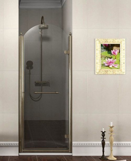 ANTIQUE sprchové dveře 900mm, pravé, čiré sklo s dekorem, bronz