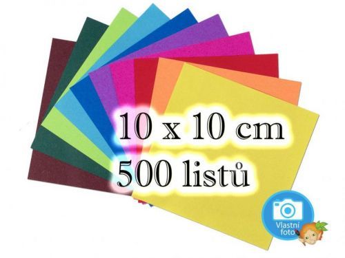 Folia - Max Bringmann Origami papír 70 g/m2 - 10 x 10 cm, 500 archů v 10-ti barvách