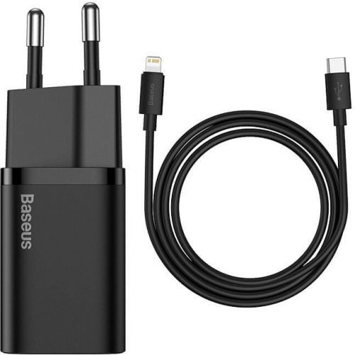 BASEUS Super SI set adaptéru USB-C 20W a kabelu USB-C do Lightning 1 m TZCCSUP-B01, černá