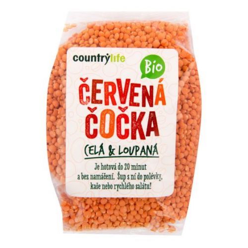 Čočka červená celá loupaná 500 g BIO  COUNTRY LIFE