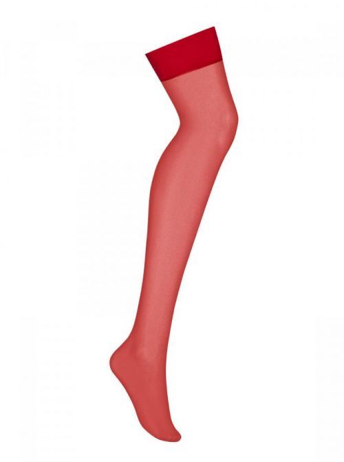 Dámské punčochy Obsessive červené (S800 garter stockings) L/XL