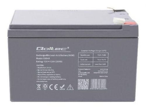 QOLTEC AGM battery 12V 12Ah, 53049
