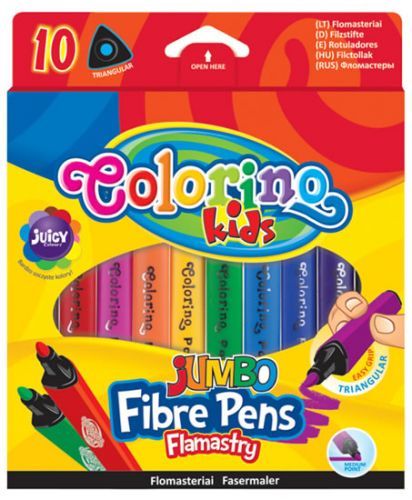 Popisovač JUMBO trojhranný 10 barev Colorino Kids